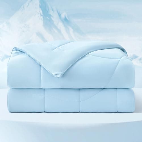 Bedsure Cooling Comforter King Size - Cooling Blankets for Hot Sleepers, Lightweight Comforter for Summer with Dual-Sided Cool Tech, Soft Breathable Cold Blanket for Sleeping, Blue, 102x90 Inches