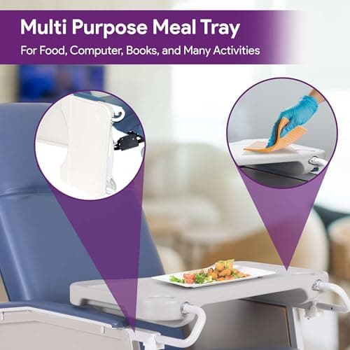 3 Position Geri Chair - Charcoal Medical Recliner Chairs for Elderly with Meal Tray for Home and Hospital - 250 Pound Weight Capacity - Reclining Medical Chair for TV, Relaxation, Food 6