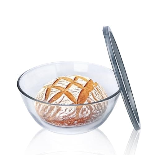 Ajrwiiy Large Glass Bowl for Sourdough Bread Making, 4.7 Quart Glass Mixing Bowl for Sourdough Bread with Lid, Clear Breads Proofing Bowl with Covers, Ideal for Kitchen, Storage