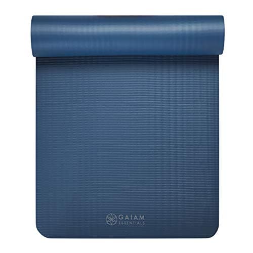 Gaiam Essentials Thick Yoga Mat Fitness & Exercise Mat with Easy-Cinch Carrier Strap, Navy, 72"L X 24"W X 2/5 Inch Thick, 10mm 9
