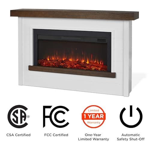 Real Flame Bernice 67" Landscape Electric Fireplace with Mantel for Living Room or Bedroom, Replaceable Fireplace Insert Heater, Realistic Log and Flame Effect, Remote Control, White 7
