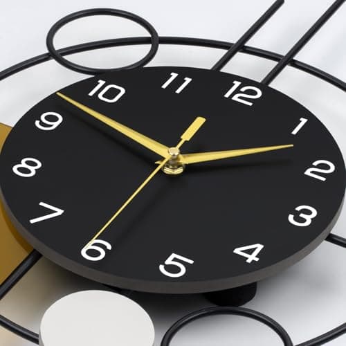 YIJIDECOR Large Wall Clock Decorative Pendulum Wall Clock Battery Operated Silent Quality Quartz Black Modern Clock for Living Room,Bedroom,Kitchen,Dining Room,Office,School,Home Decor,12.9x22.8inch 6