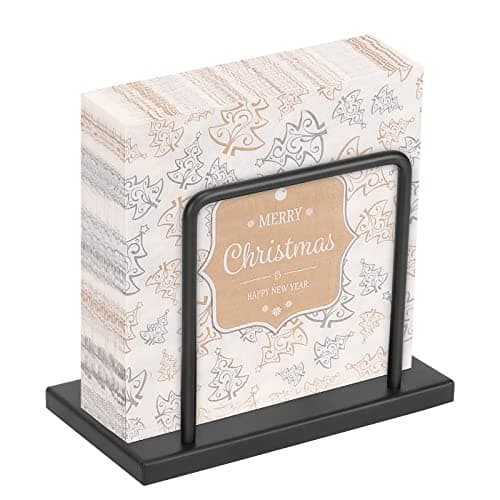 Livabber Napkin Holder, Metal Napkin Storage Modern Freestanding Tissue Paper Dispenser for Table Kitchen Countertop (Metal Base, Black)