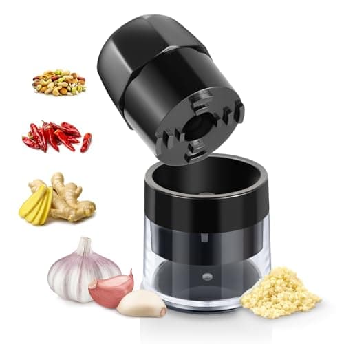 UHIYEE Garlic Crusher Press, Multifunctional Garlic Smasher, Easy-Clean BPA Free, Dishwasher Safe, Ideal Kitchen Tool, Black