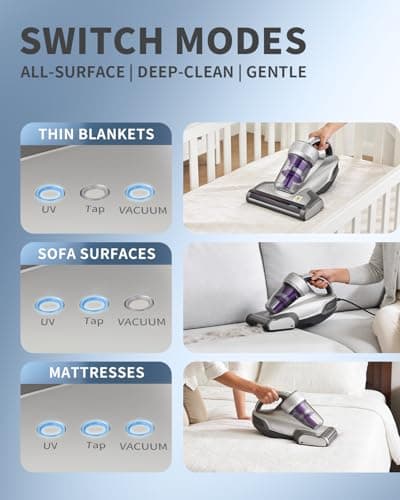 Jimmy Mattress Vacuum Cleaner, Anti-allergen Bed Vacuum Cleaner with UV-C Light & High Heating Tech, 14Kpa Suction 480W Powerful Handheld Vacuums for Dust & Pet Hair(JV35, Corded) 5