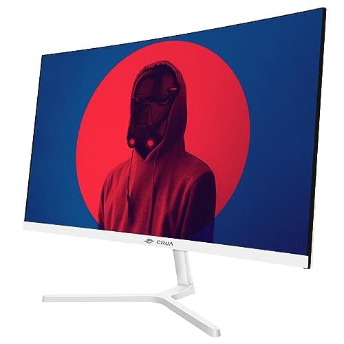 CRUA 24 Inch White Monitor, FHD(1920×1080p) 75Hz 99% sRGB Computer Monitor, LED Filter Blue Light 178° Wide Viewing Angle Curved Monitor for Home, Office and Dormitory(HDMI, VGA)-White 2