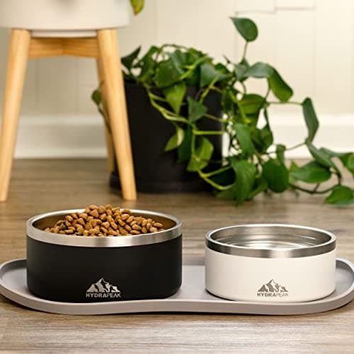 Hydrapeak Dog Bowl; Non Slip Stainless Steel; Water and Food Dish; Large Sized and Small Dogs; 32oz 64oz; Multiple Sizes; 4 Cup | Graphite 5