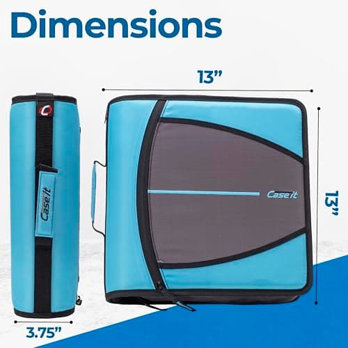 Case-it Mighty Zip Tab School Zipper Binder | 3-Inch O-Rings, 600-Sheet Capacity, 5-Subject Expanding File Folder, Multiple Pockets & Storage Organizer, Shoulder Strap | D-146 Teal 5