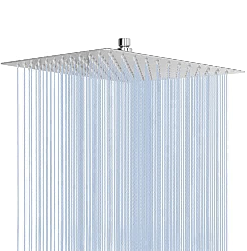 NearMoon Rain Shower Head, High Flow Stainless Steel Square Rainfall Shower, Waterfall Bath Shower Body Covering, Ceiling or Wall Mount (12 Inch, Chrome Finish)