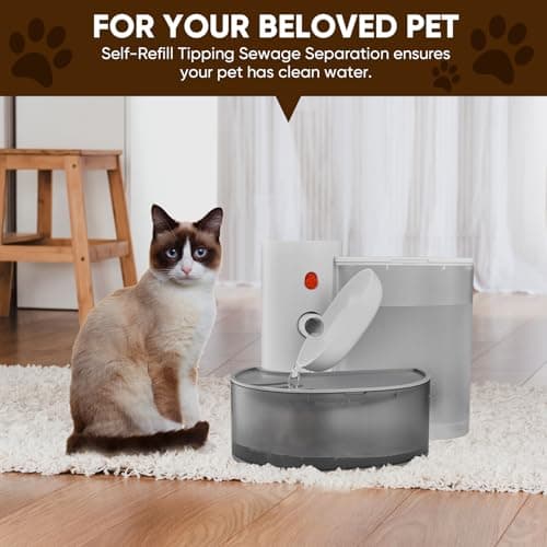 Automatic Pet Water Fountain,2025 Upgraded Smart Pet Water Fountain No Filter,Cat Water Dispenser Wireless Pour-Over,3L/106oz Ultra-Quiet Design,Pet Gravity Water Dispenser for Cat, Dog 8