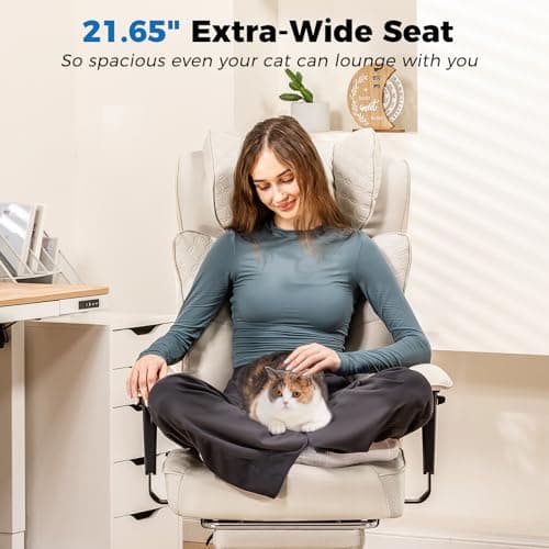 GTPLAYER Big and Tall Office Chair 400LBS Wide Ergonomic Gaming Chair with Deluxe Embossing Designed Leather with Foot Rest,150°Reclining Adjustable Soft Armrests Pocket Spring Back Support and Pillow 8