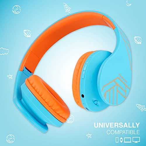 PowerLocus Kids Headphones Over-Ear, Bluetooth Wireless Headphones for Kids,with Microphone, Safe 85DB Volume Limited, Foldable with Carry Case, Audio Cable, Micro SD mode for Online Classes,PC,Phones 7