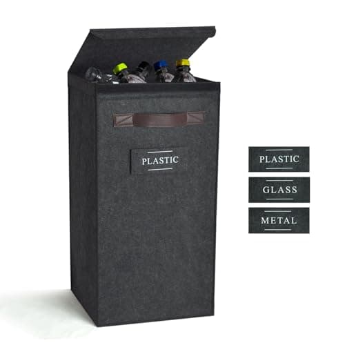 Rolheit Recycling Bin for Kitchen Indoor Recycle Bin-Recycling Bin with Lid (Dark Grey)