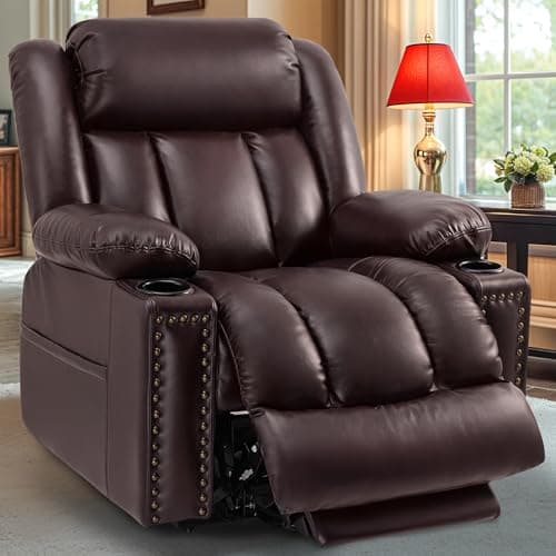Neioml Triple Motor Large Power Lift Recliner Chair for Elderly with Heat and Massage, Lay Flat Lift Chairs for Seniors Infinite Position, Extended Footrest, USB&Type-C Ports, Cup Holder Dark Brown