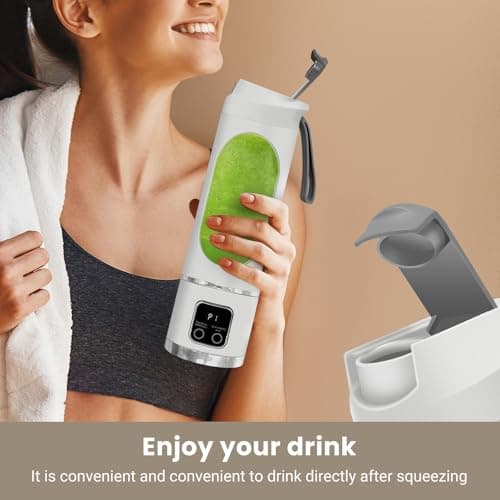 Portable Blender Personal Electric USB，500ML Portable juicer Shakes and Smoothies Blender，Small Blenders，Mixing，Compact、Convenient and Versatile (White) 8