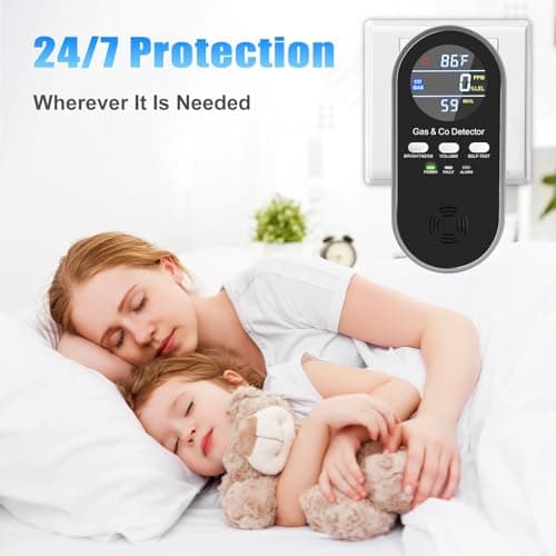 5-in-1 Gas & CO Detector with Digital Display | Plug-in + 9V Battery Backup Carbon Monoxide Detectors| Adjustable Brightness & Alarm Volume | Home, RV, Apartment (1-Pack) 7
