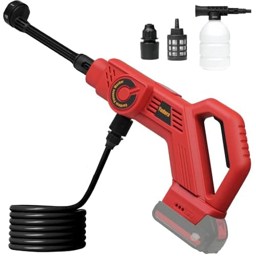 Yudara Cordless Pressure Washer for Milwaukee M18 Battery,Maximum 1300PSI Brushless Motor Power Washer with 6-in-1 Nozzle & 17FT Drain Hose,Portable Handheld Pressure Washer for Patio Car,Floor,Fence