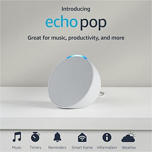 Amazon Echo Pop (newest model), Our smallest speaker, Designed for Alexa+, Fits in any room, Glacier White 11