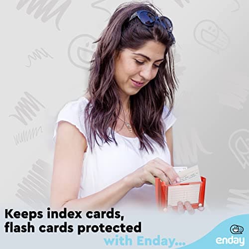 Index Card Holder Red, 3x5 Note Flash Card Organizer Case, File Box with 5 Dividers, Notecard Box Holds 100 Cards, Also Available in Blue, Purple, Green, Pink, Grey, 1 Pack – By Enday 6