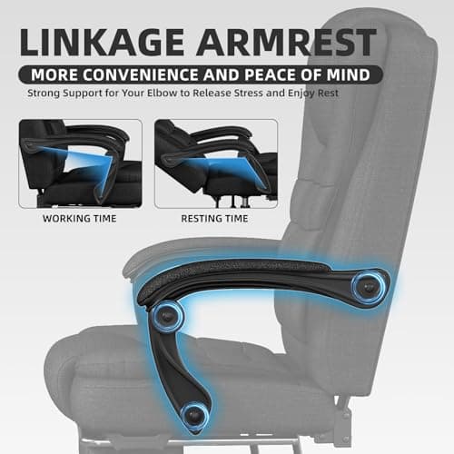 Office Chair, Big and Tall Fabric Gaming Chair with Footrest, Executive Comfortable Computer Desk Chairs, 360° Swivel Base & Height Adjustable Executive Chairs for Adults, Gamer Chair & Silla Gamer 6