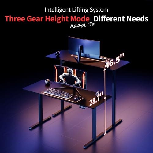 Shintenchi Standing Desk, 63x24 Inch Height Adjustable Electric Sit Stand up Desk, Ergonomic Rising Computer Table, Modern Lift Gaming Desk Workstation for Home Office, White 5