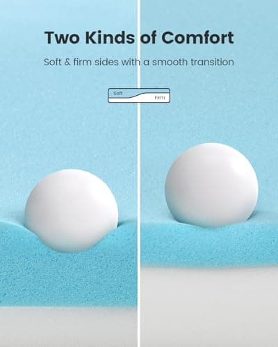 PERLECARE Dual Firmness Mattress Topper Queen, 3 Inch Firm Bed Topper with Split Soft & Firm Zones, Comfortable and Supportive Mattress Pad for Back Pain, Non-Slip & Removable, CertiPUR-US Certified 5