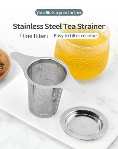 2PCS Stainless Steel Premium Tea & Coffee Strainer Infuser with Double Handles, Large Capacity Fine Mesh Strainer, Perfect for Loose Leaf Tea, Coffee Steeping in Cups and Teapots - Brewing Made Easy 6