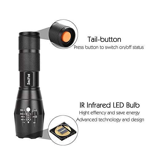 IR Illuminator LED 850nm Infrared Flashlight, Adjustable Focus Night Vision Torch Light for Hunting Varmint Coyote Hog Fox 3