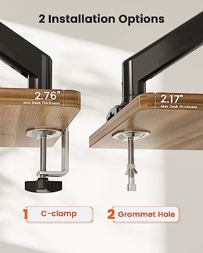 ErGear Single Monitor Arm for 13-36 inch Screens, Adjustable Gas Spring Monitor Mount Holds up to 22 lbs, Computer Monitor Stand with VESA Mount, C-Clamp & Grommet Base, Max VESA 100x100mm 7
