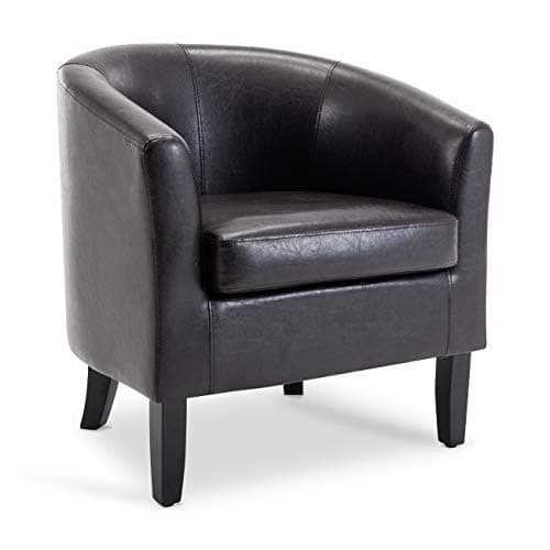 BELLEZE Accent Barrel Chair, Linen Round Chair Club Tub Sofa Corner Chair with Flared Legs and Cozy Soft Padding for Living Room Bedroom Waiting Room - Brown