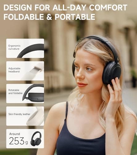 Edifier W800BT Pro Hybrid Active Noise Cancelling Headphones - Hi-Res Audio - AI Call Noise Cancellation - 45H Playtime - Fast Charging - Foldable - Wireless Over-Ear Bluetooth 5.4 Headphones - Black 8