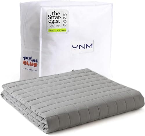 YnM Oeko-Tex Certified Premium 60 x 80 Inch 20 Pound Cotton Calming Heavy Weighted Blanket with Glass Beads for Queen and King Beds, Light Grey