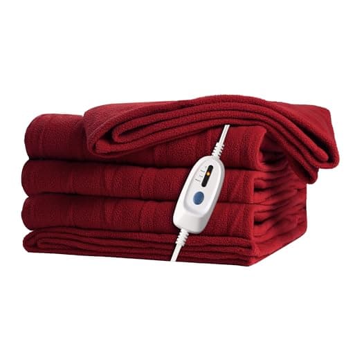 McJaw Electric Heated Blanket 72"x 84" Full Size, 4 Heating Levels and 10-Hour Auto Off, Lightweight and Breathable - Burgundy