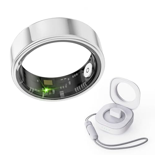 LICNPHLL Smart Ring - Health Tracker, Blood Oxygen & Heart Rate Monitor, Wearable IP68 Waterproof Fitness Monitor, Long Lasting Battery (Silver, 9)