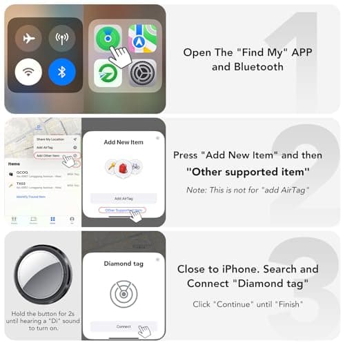QCOQ Air Tracker Tags-4 Pack Black | Bluetooth Tracker Work with Apple Find My (iOS Only), Smart Tag with Protective Case/Keychain/Lanyard, Item Finder for Luggage/Key/Suitcase, Replaceable Battery 8