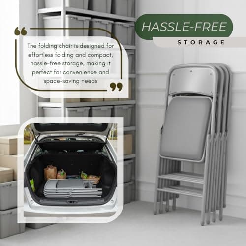 Amazing for less Pack of 2 (Fabric/Vinyl) Steel Frame Metal Foam Padded Folding Chairs (Black, Gray, White) (2-Pack - Vinyl Gray) 8