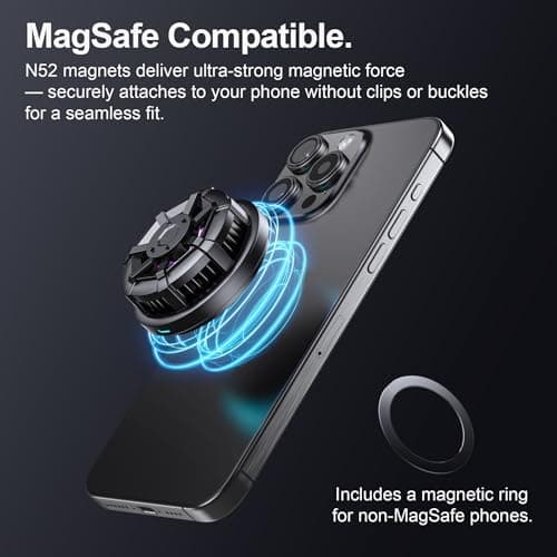 Wireless Cooling Charger for MagSafe, Preocean 15W Fast Wireless Charging Pad with Built-in Fan, Phone Cooler for Gaming, Magnetic Compatible with iPhone 17/16/15/14/13/12 Series. 4