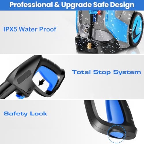commowner Electric Pressure Washer 5000PSI 4.0GPM Power Washers with M22-14mm Pressure Hose 33FT, Power Sprayers High Pressure with 1/4" QC Compatible Surface Cleaner for Home Cars Driveways, Dblue 6