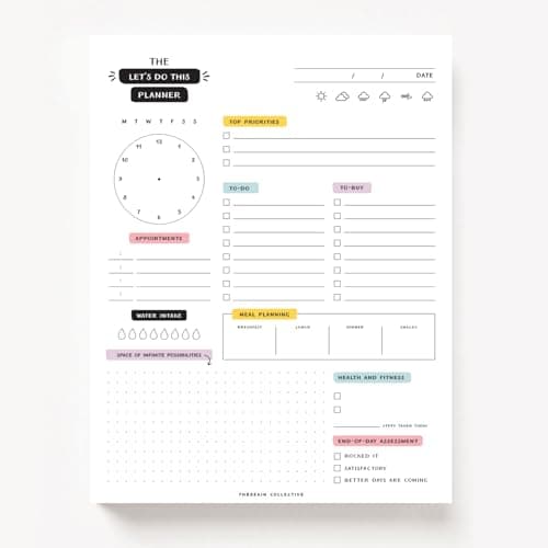 ThreeKin Let's Do This Daily Planner - 8.5"x11", 50 Tear-Off Sheets, Motivational Design, Goal Setting, Time Management, To-Do Lists, Productivity Organizer, Perfect for Home, Office, Students, Work 5