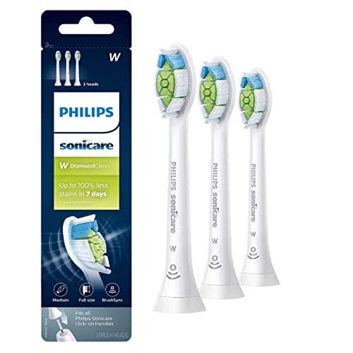 Philips Sonicare W DiamondClean - Genuine Replacement Electric Toothbrush Heads, White, 3 Pack, HX6063/65