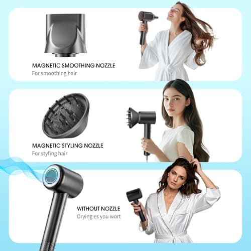 Diffuser Hair Dryer, 110,000 RPM Brushless Motor High-Speed Low Noise Thermo-Control Hair Dryers, Negative Ionic Blow Dryer,Fast-Drying Portable Hairdryer for Home, Travel Birthday Gift for Women Mom 5
