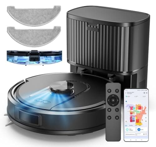 PSUK W11 Robot Vacuum and Mop with Self-Emptying, 60-Day Capacity，LiDAR Navigation, Home Mapping, 3000Pa Suction，No-Go Zones, Robotic Vacuum Cleaner for Pet Hair， Hard Floors, Carpets (Large)