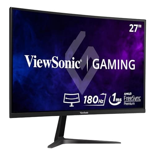 ViewSonic VX2718-2KPC-MHD 27 Inch Curved 1440p 1ms 180Hz Gaming Monitor with FreeSync Premium, Eye Care, HDMI and Display Port