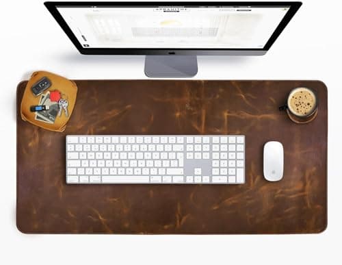 Elizo Real Leather Desk Mat Set (32x16) Large Desk Cover Desk Blotter Protector Computer Gaming Mouse Pad Table Laptop Office Desktop Accessories 7