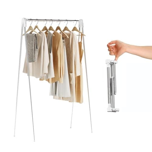 URZCT Travel Garment Rack,Portable and Foldable，Folding Clothes Rack for Dance,Travel,Camping, Drying,RV, Indoor,Outdoor. A Collapsible Mini Clothing Rack.