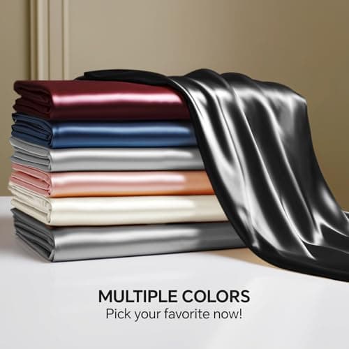 BEDELITE Satin Fitted Sheet Queen Size with Elastic Corner Straps, Luxury Soft Silk-Like Bed Sheet for Hair & Skin, 1 Deep Pocket Fitted Sheet Only Fits 15" Mattress, Fade & Wrinkle Resistant, Black 6