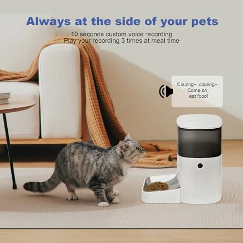 2.4G Automatic Cat Feeder, 4L WiFi Food Dispenser with 10s Voice Recorder, Pet Feeder up to 10 Meals per Day, Timed Cat Feeder with Dry Food Sealed Ring 9