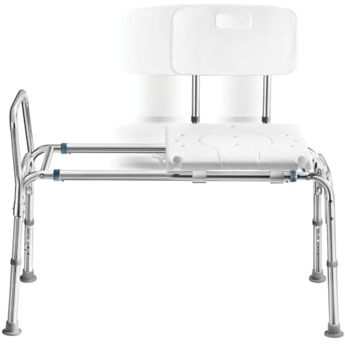 Tub Transfer Bench Sliding Shower Bench for Bathtub Shower Chair for Inside Shower Shower Chair for Elderly and Disabled Adjustable Height Shower Bench Holds Weight Up to 400 Lbs FSA/HSA Eligible
