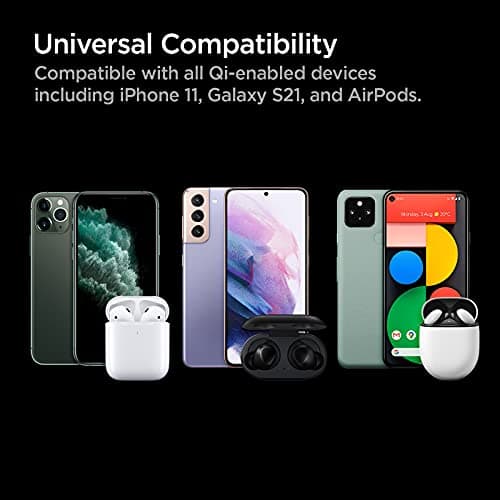 Spigen Wireless Charger, Fast 15W Wireless Charging Pad for Qi Enabled Galaxy S24 Ultra Plus Z Fold Flip 5 4 3 S23 S22 FE Note 20 Pixel 8 Pro Fold 7 6 iPhone 15 14 13 12 SE Max [No Adapter Included] 7