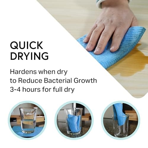 Swedish Wholesale Dishcloths Reusable 8" x 7" Sponge Cloths, Bulk 10 Pack of High Absorbent Cellulose Dish & Kitchen Cleaning Hand Towels, Wring to Dry & Machine Wash, Odor Resistant, Assorted Colors 3